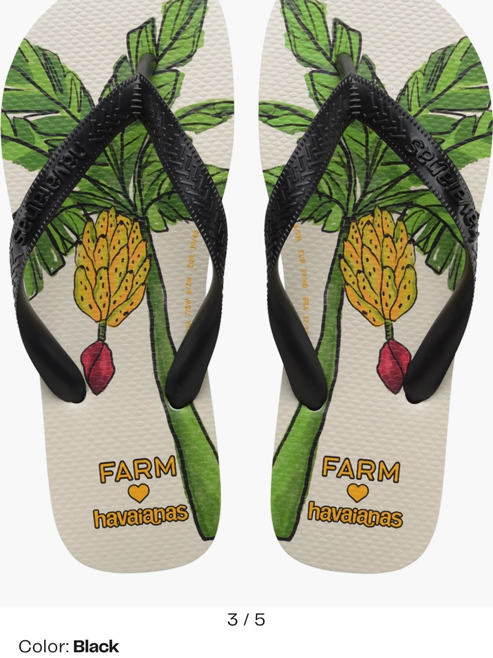 New FARM Rio x  Havaianas Banana Tree Water Resistant Flip Flops - Picture 3 of 4